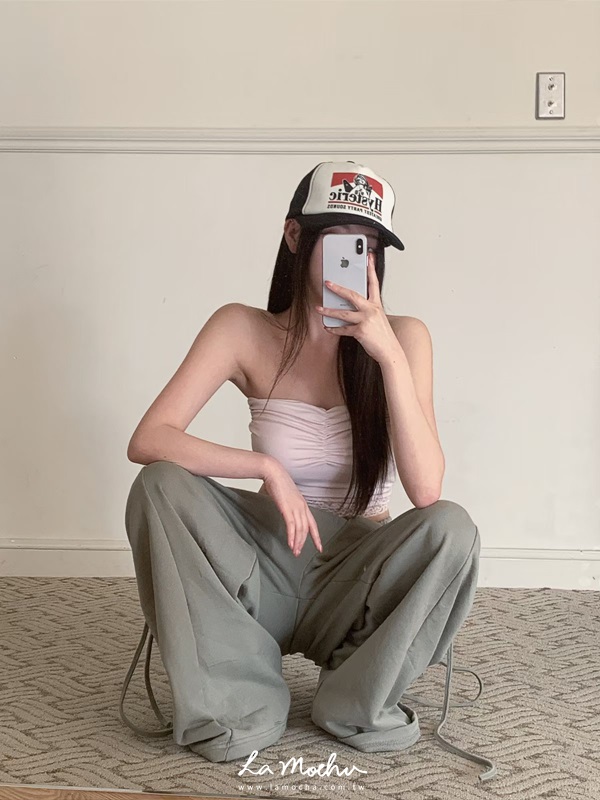 桃心領蕾絲鬆緊背心(罩杯可拆)